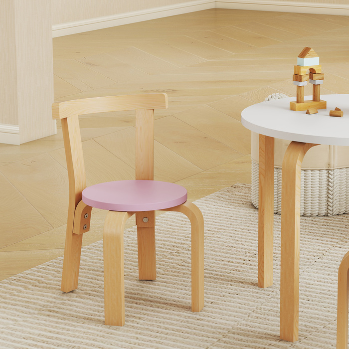 Набір дитячого столу та стільців на 5 місць, легкий, з масиву дерева, яскравих кольорів