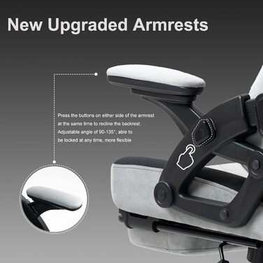Ігровий крісло BRTHORY Ergonomic Racing з регульованою підголівником, підлокітниками та підніжкою, з тканиною, пружинним сидінням, функцією гойдання, 135°, сірий