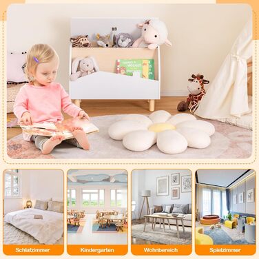 COSTWAY Скринька для іграшок з полицею, дерев'яна іграшковий ящик з кришкою, комод для іграшок, органайзер для дитячої кімнати, 60x30x44 см (Білий)