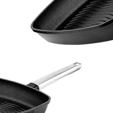 Сковорода-гриль Westinghouse PERFORMANCE SERIES 28 см з нержавіючої сталі, для індукції, газової плити, духовки, з антипригарним покриттям, алюміній, чорна