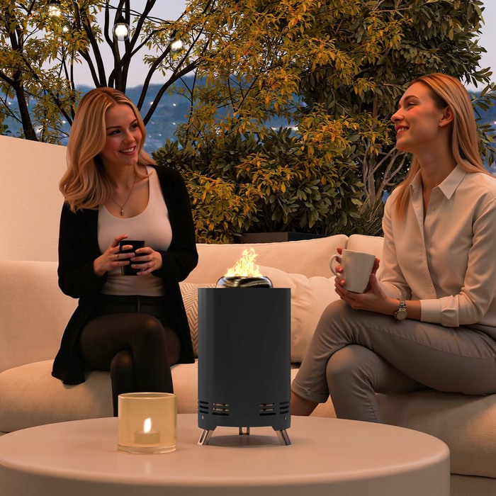 Вогнева чаша Ø16x25см з нержавіючої сталі. Вогнище з гаком для підпалу. Бездимні вогневі чаші сірого кольору.