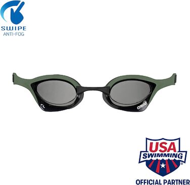 Чоловічі захисні окуляри ARENA Cobra Ultra (1 комплект) (смокінг армійського чорного кольору, універсальний, комплект з чохлом для окулярів для плавання, повністю чорний)
