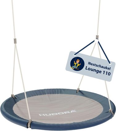 Шоукель HUDORA Nestschaukel Lounge - регульована висота, діаметр 90/110 см, до 150 кг, закрита сидіння, сімейна для дому та саду (Midnight, 110 см, Single)