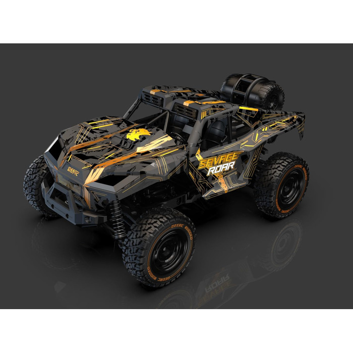 Радіокерований позашляховик DEERC 1:14 40 км/год, RC-трак 4x4 2.4 ГГц з LED-фарами, 2 акумулятори, іграшка для хлопчиків