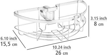 Душова штанга WENKO Caddy Floresta Душова полиця з хромованої нержавіючої сталі, кріплення без шурупів і свердління, для всіх поширених душових штанг, 24 х 6,2 х 14 см, глянцева (кругла)