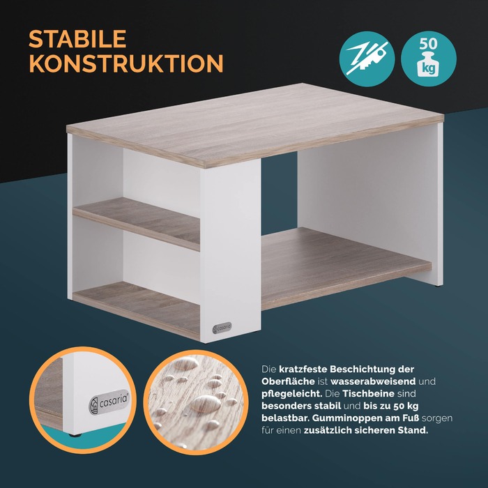 Столик журнальний Santa Cruz White/Oak 90x60x50см