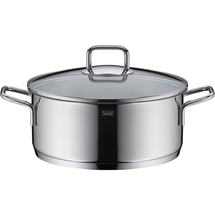 Набір кухонного посуду Silit Extra Cook: каструлі 16/20/24 см з кришкою, ковшик 16 см, мірна шкала, широке вільно, придатний для миття в посудомийній машині, з нержавіючої сталі Crominox (казанок 24 см)