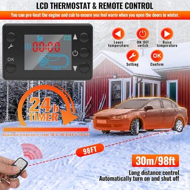 8kW Дизельний Обігрівач з Пультом та LCD-Екраном для Автомобіля, RV, Човна, Вантажівки, 12V