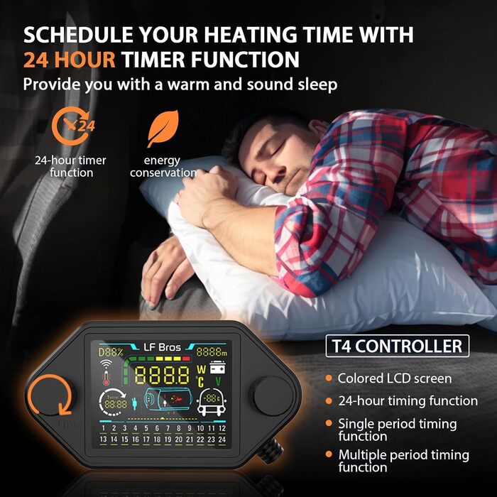 Дизельний опалювач LF Bros 5 кВт - 12/24/220-240В з дистанційним керуванням та LCD-дисплеєм (білий)