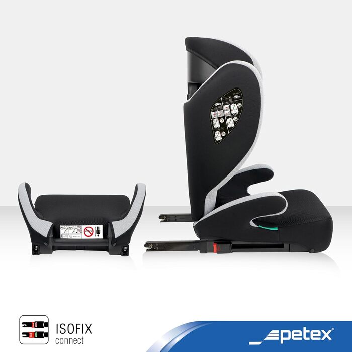 Автокрісло PETEX Auto-Kindersitz Basic Plus i-Size ISOFIX (100-150 см), сірий - безпечний дитячий автосидіння з регульованою висотою