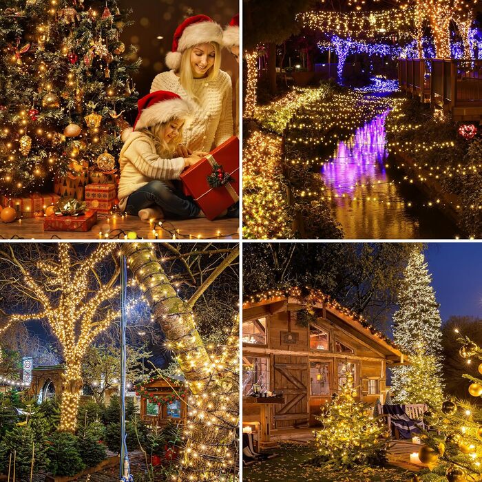 Гірлянда світлодіодна 40м, 400 LED, для прикраси ялинки та декору, вологостійка, з пультом, таймером, димуванням, теплий білий колір, для дому та саду