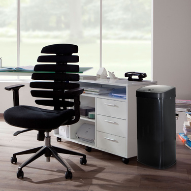 Сміттєвий контейнер / Відро для сміття CLEAN VI з датчиком 68л, сталь, чорний, hjh OFFICE