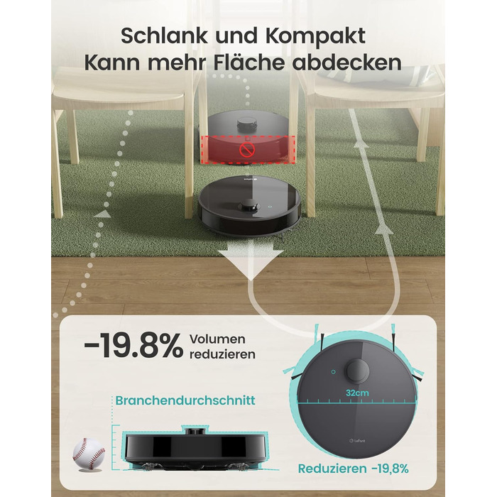 Робот-пилосос Lefant N3 з функцією миття підлоги 4000 Па (лазерна навігація dToF, робот для миття підлоги 12000 вібрацій на хвилину, виявлення килимів, план прибирання кімнати)Робот-пилосос для твердої підлоги килима з шерсті домашніх тварин (темно-сірий)