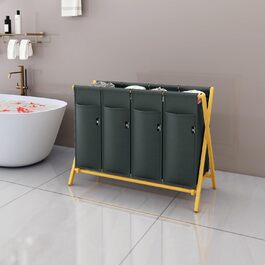 Кошик для білизни AdelDream з 3 відділеннями, 150 л, бамбук, сортувальник, сірий