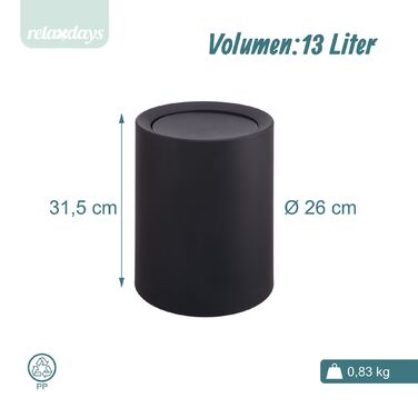 Відро для сміття Relaxdays з кришкою-качалкою, 13 літрів