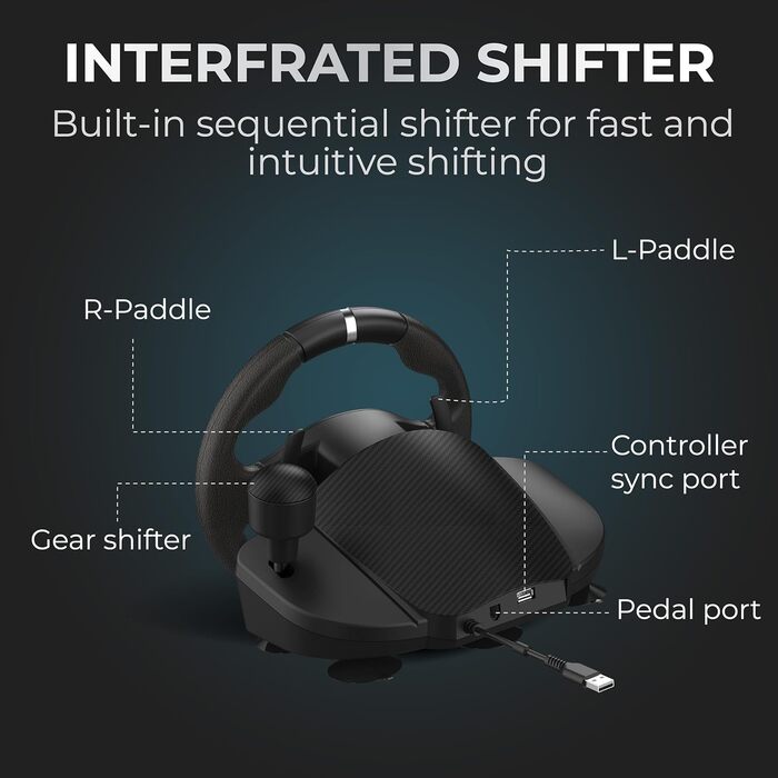 Гоночний кермо NITHО Drive Pro V200 з педалями та перемикачем швидкостей для PC, PS4, PS5, Xbox One, Xbox Series X/S, Windows - 270° з вібрацією