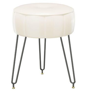 Пуф-табурет для макіяжу YMYNY, стилізування під гарбуз, 32x32x44 см, білий (HBD036W)