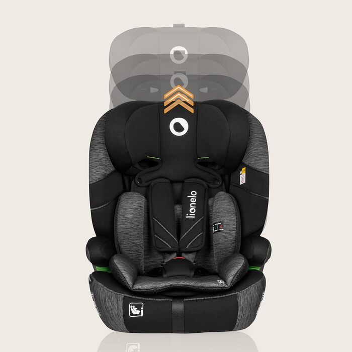 Автокрісло Lionelo Levi One I-Size 76-150 см, Група 1 2 3, чорно-сірий колір