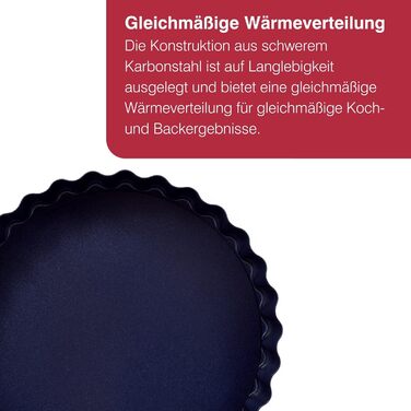 Форма для випічки Zyliss E980194 Springform, з антипригарним покриттям, з вуглецевої сталі, темно-синього кольору, з плоскою основою, 25 см