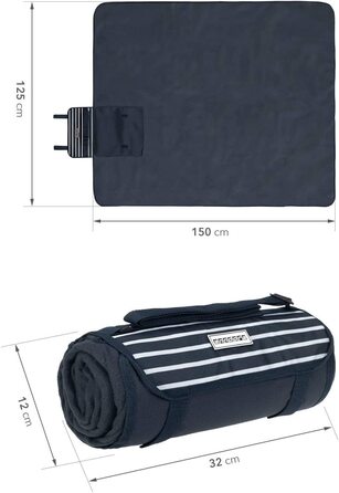 Набір для пікніка Anndora 15 предметів: рюкзак, деки, посуд, блакитно-білий в смужку