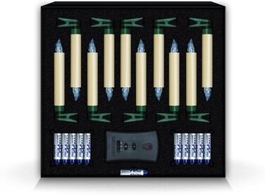 Krinner Classic: 10 LED-свічок на ялинку без дротів, IR-пульт, ефект мерехтіння, кольору слонова кістка