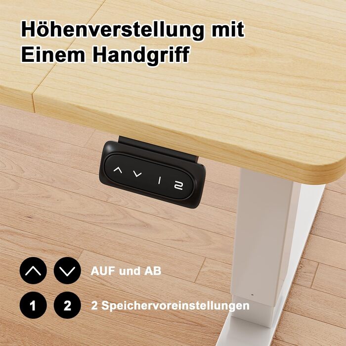 Регульований стіл JUMMICO Standing Desk: електричний, з пам'яттю, 160x70 см, білий (бежева вставка)