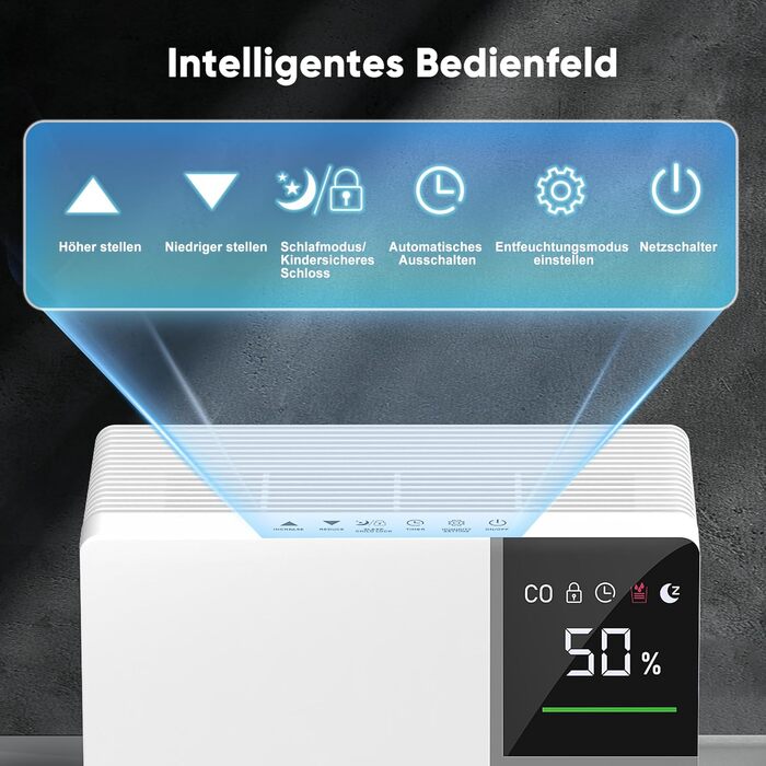 Електричний осушувач повітря Fwoueot 16L/24h для дому: осушувач з компресором, 16л/24г, для приміщень до 45м², автоматичне відтанення, 3 режими, таймер 24г, великий бак 2л, з колесами, для спальні