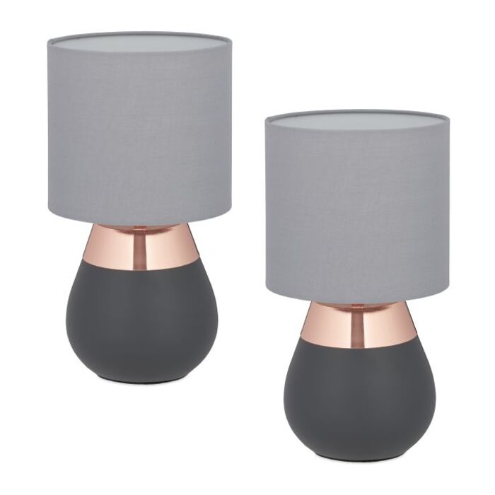 Relaxdays Set of 2 Lamps with Fabric Shades