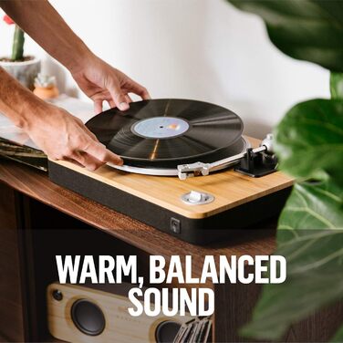 Бездротовий програвач вінілу House of Marley Stir It Up Bluetooth, екологічний, 33/45 об/хв, з вбудованим передпідсилювачем, головкою Audio-Technica, з бамбука