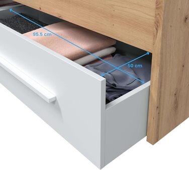 Ліжко дитяче Habitdesign Noa з 2 шухлядами, білий та дуб Nodi, 97x77x196 см (без ламелей)