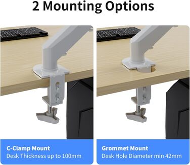 Кріплення для монітора Suptek, 17-32 дюйми, газ-амортизатор, регулювання висоти, 360° обертання, білий (MD8W)