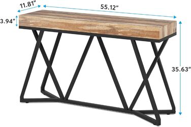 Консольний стіл Tribesigns 140 см, Фермерський диванний столик, Дерев'яний вхідний стіл з металевою основою, Промисловий