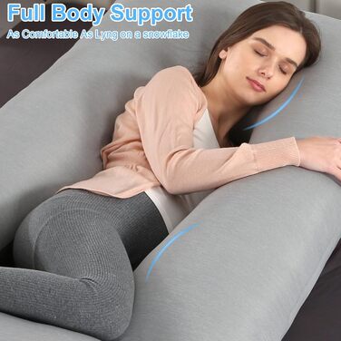 Подушка для вагітних GKXLH - J-подібна подушка для підтримки спини, живота та стегон. Знімна, дихаюча, колір: сірий