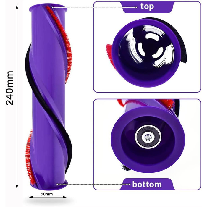 Змінна щітка для килимів HUAYUWA (4-зубчастий привід, d50 мм) для пилососа Dyson V8 Total Clean V8 Animal V7 (для V10 (3-зубчастий привід, d50 мм))