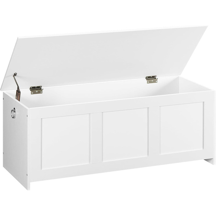 HOOBRO Лавка з ящиком для іграшок, 100 см, білий та натуральний колір дерева, з безпечним шарніром, для дому