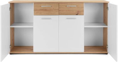 Сервант Jacklin Sonoma Oak/White - 160x85x35 см - Комод з великою кількістю місця для зберігання під житлову зону