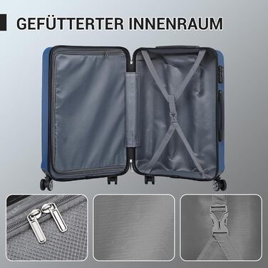 KONO Набір валіз 3 шт. з ABS, ручна валіза, набір валіз, валізи M-L-XL з колесами та TSA замком, темно-синій