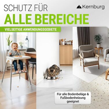 Захисна килимок під офісне крісло – прозора підкладка для ламінату, паркету та плитки – неслизька, шумопоглинаюча, ідеальна для дому (118 x 118 см)