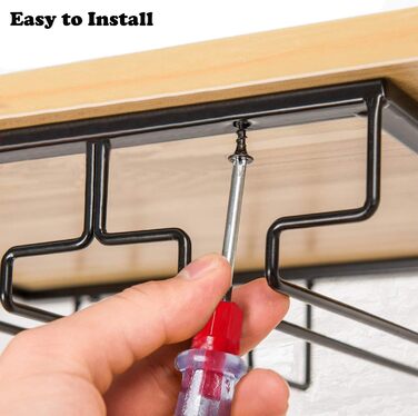 Тримач для келихів вина – органайзер для підвішування у шафу, металевий, для кухні, бару (3 ряди, 1 шт.) (Чорний)