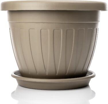 Квітчалка BigDean 3X з підставкою, 50x38 см, мокко - водостійкий горщик для квітів, UV-стійкий, з водозливом, з міцного пластику, для дому та саду, Made in Europe