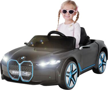 Дитячий електромобіль BMW i4 Actionbikes Motors, ліцензійний, з пультом 2,4 ГГц, електроавто для дітей від 3 років, іграшковий автомобіль (білий/чорний)