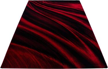 Килимок SIMPEX для вітальні передпокою сучасний абстрактний хвильовий дизайн - килимок для кухні з коротким ворсом надзвичайно м'який простий у догляді килимок для спальні передпокою - кухонний килимок, що миється (140 х 200 см, червоний)