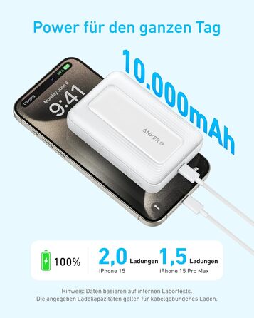 Повербанк Anker Zolo Magnetic 10 000 мАг, швидка зарядка 30 Вт, бездротова, для iPhone 16/15/14, чорний