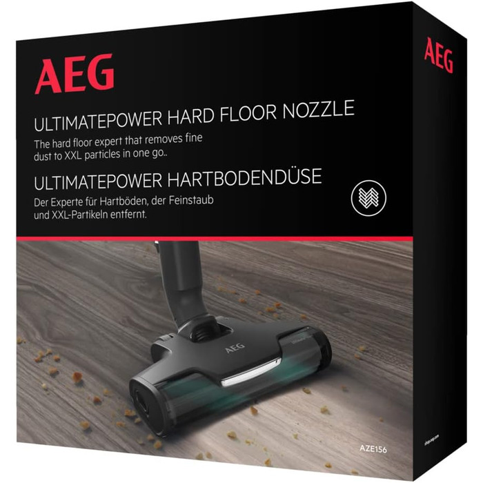 Насадка для твердої підлоги AEG AZE156 PowerPro (насадка для підлоги ідеально підходить для твердої підлоги, відмінна потужність всмоктування, світлодіодне переднє світло, дрібний пил і частинки розміру XXL, делікатне очищення, для акумуляторного пилососа