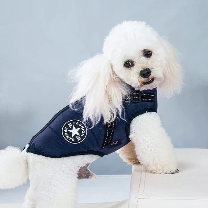 Куртки для собак Aiboria на зиму вітрозахисні водонепроникні, одяг 2 в 1 для холодної погоди, зимова куртка для цуценят, жилет для маленьких собак (Синій, XXL)