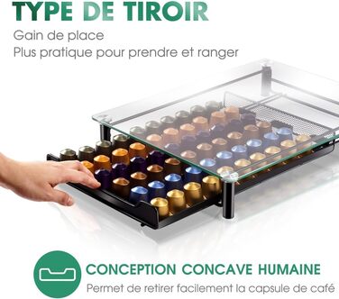 Підставка для капсул Nespresso Masthome, 60 капсул, скло, з серветкою для чищення