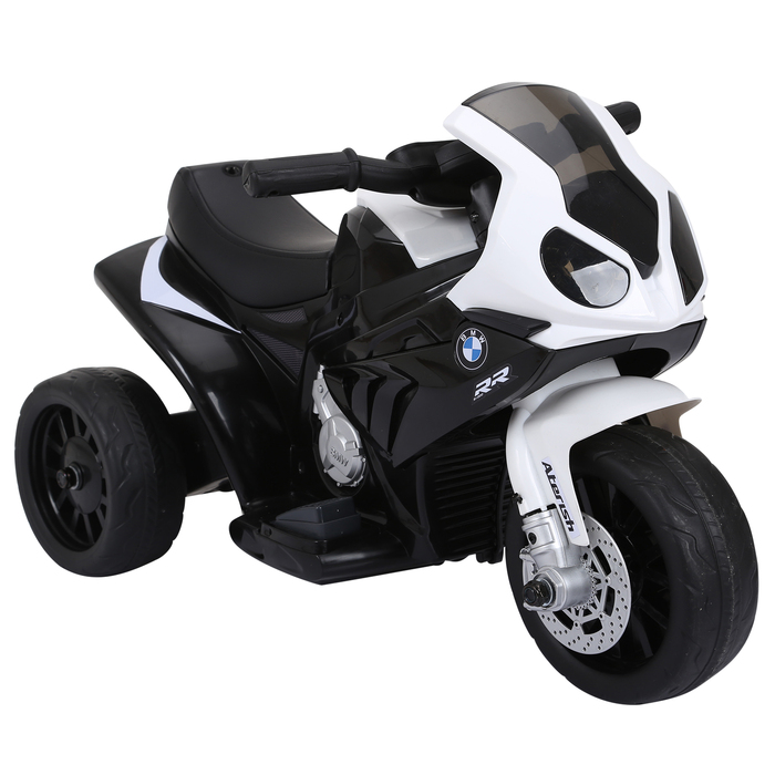 HOMCOM BMW S1000RR ліцензований електричний дитячий мотоцикл дитячий транспортний засіб з акумулятором, триколісний, сталевий, чорний, 66x37x44 см