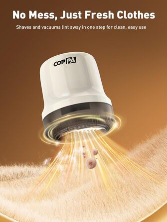 Електричний видальник ворсу для одягу та меблів COPPA з 6 лезами та індикатором заряду