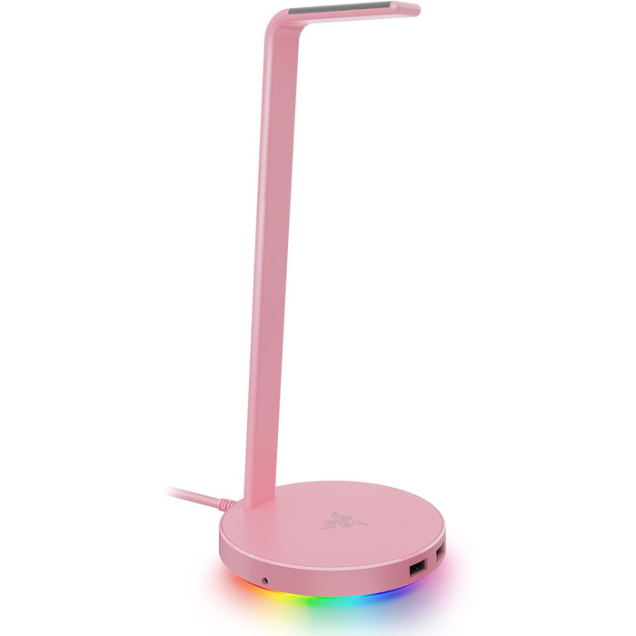 Підставка для навушників Razer Quartz з USB-хабом та RGB-підсвічуванням (7.1 Surround Sound, інтегрований тримач, протиковзкий корпус) Білий