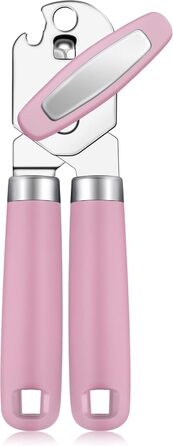 Відкривач консерв Rainspire: ручний, міцний, з плавним зрізом, з відкривачем пляшок, рожевий